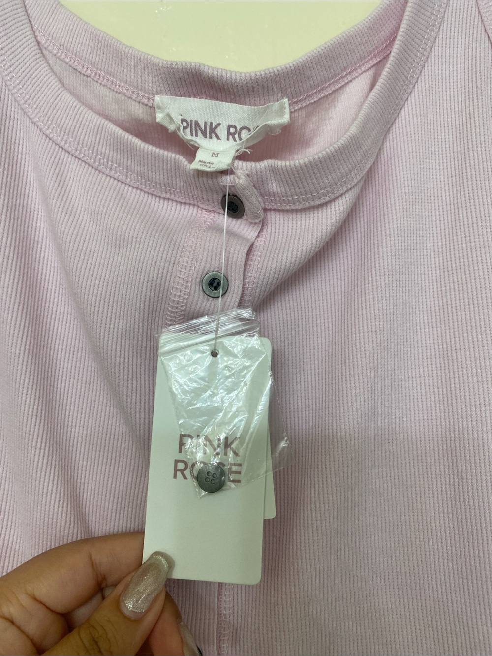 Soft Pink Ribbed Button-Front Tank Top - Picture 3 of 5